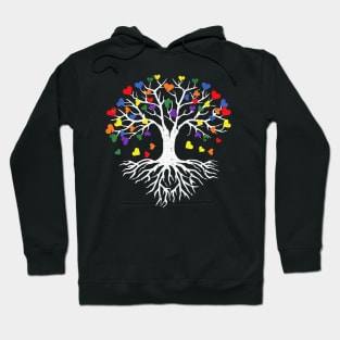 Tree Root Gay Pride Cute Heart Leaves Proud LGBT-Q Ally Hoodie